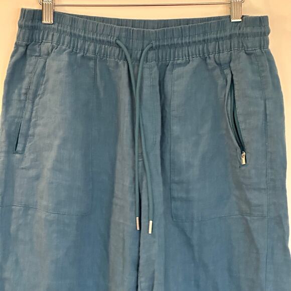 Athleta Teal 100% Linen Pants sz 6 Athleta Retreat Linen High Rise Wide Leg Pant - Picture 9 of 11